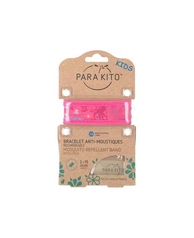 Para'kito Kids - Bracelet anti-moustiques rechargeable Rose mer
