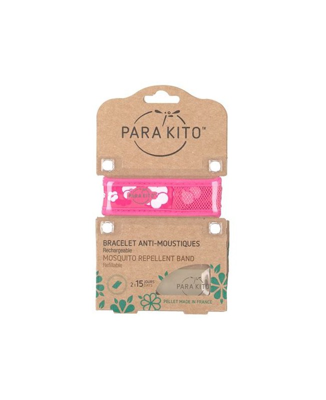 Parakito - Bracelet anti-moustiques rechargeable Rose fleuri