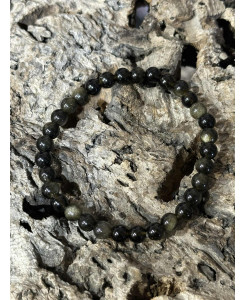 BRACELET OBSIDIENNE DOREE